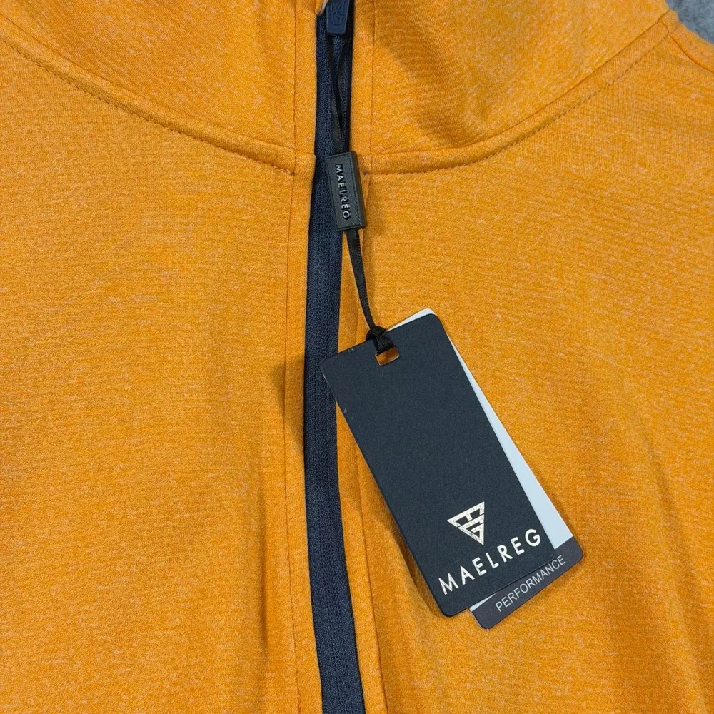 Maelreg Golf Performance Pullover 1/4 Zip Orange Melange Mens XL Wicking Stretch